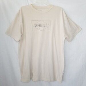 O'Neill Mens L Standard Fit Short Sleeve Beige Oatmeal Graphic Logo The Original